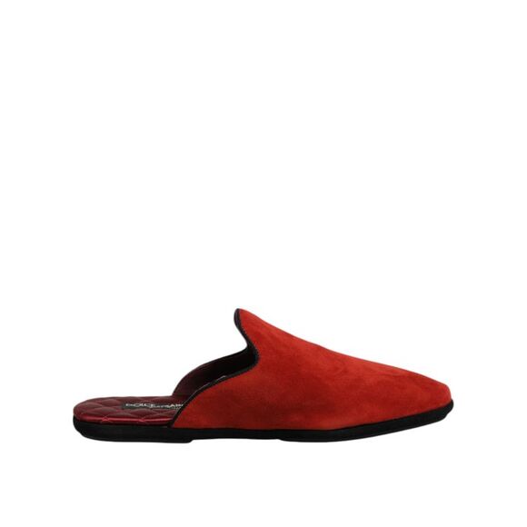 Dolce & Gabbana Orange Suede Slides Flat Slipper Men's Shoes